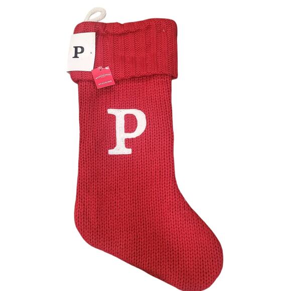 Wondershop™ Knit Monogram Christmas 20" Stocking Red Letter "P" - Picture 1 of 3